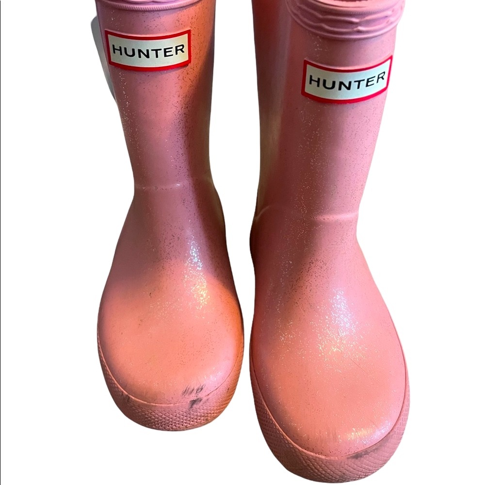 Hunter Kids Glitter Pink Boots 7 on bottom
